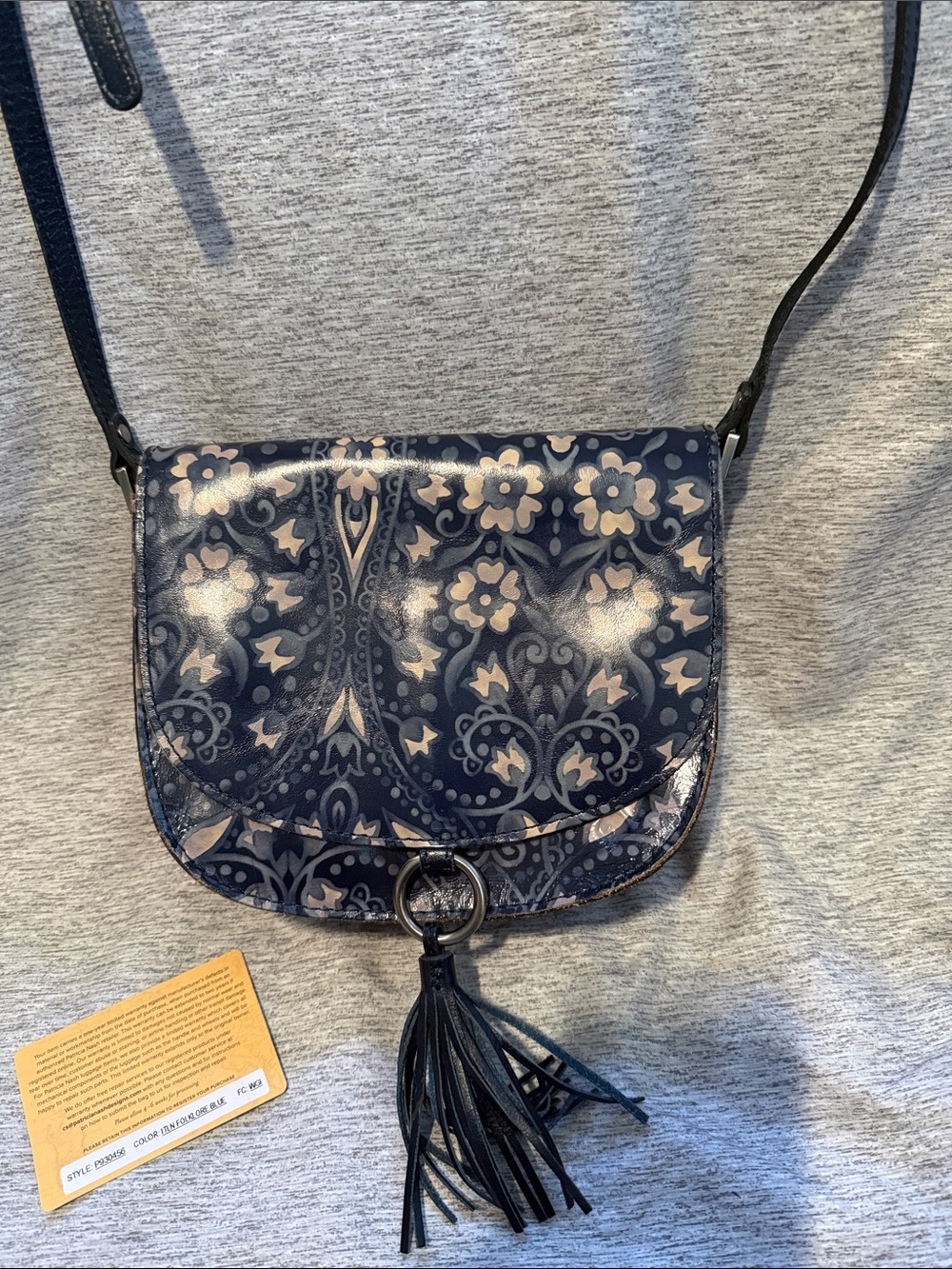 Patricia Nash Navy Floral Crossbody Bag with Tassel